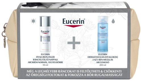 EUCERIN HYALURON-FILLER arckrém normál, vegyes bőrre 50 ml + DERMATOCLEAN micellás arclemosó 200 ml
